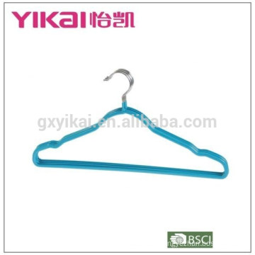 PVC metal shirt clothes hanger with nothes and bar in dark turquoise